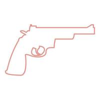 neon gun revolver röd färg vektor illustration platt stil bild