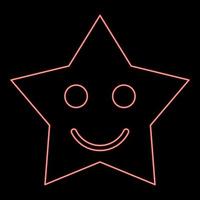 neon leende stjärna röd färg vektor illustration platt stil bild