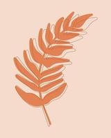 abstrakt minimalistiskt tropiskt blad i boho stil och linjer. mall, affisch, banner, bakgrund vektor