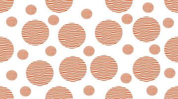 Wellenkreis handgezeichnetes Muster. abstraktes geometrisches Hintergrunddesign. Vektor orange und weißes nahtloses Muster