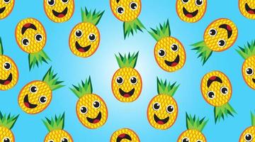 nahtloses Muster mit lustigen Ananas. Obst lustige Hintergrundillustration vektor