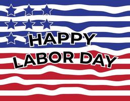 Happy Labor Day Banner Vektor Illustration, schöne USA-Flagge weht auf blauem Sternmuster Hintergrund