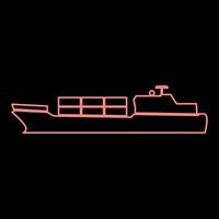Neon-Handelsschiff rote Farbvektorillustration flaches Stilbild vektor