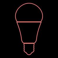 neon led glödlampa röd färg vektor illustration bild platt stil