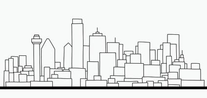 modernes Stadtbild Skyline Umriss Doodle Zeichnung auf weißem Hintergrund. vektor