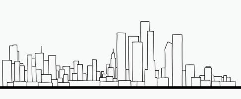 modernes Stadtbild Skyline Umriss Doodle Zeichnung auf weißem Hintergrund. vektor