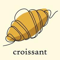 enkelhet croissant bröd frihand kontinuerlig linjeritning platt design. vektor