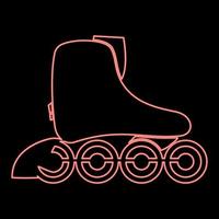 Neon Rollschuh Symbol Farbe Schwarz im Kreis Rot Farbe Vektor Illustration Flat Style Image