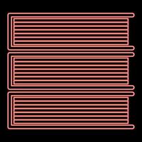 Neon horizontaler Stapel Bücher Symbol Farbe schwarz im Kreis rote Farbe Vektor Illustration Flat Style Image