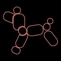 Neon Hund Ballon Symbol Farbe schwarz im Kreis rote Farbe Vektor-illustration Flat Style Image vektor