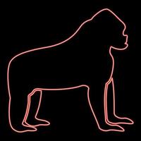 Neon-Gorilla-rote Farbvektorillustration flaches Stilbild vektor