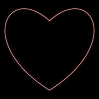 neon hjärta på svart bakgrund vektor