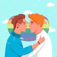 hand gezeichnete glückliche küssende homosexuelle paarstolzillustration vektor