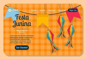 festliche festa junina-zielseitenvorlage vektor