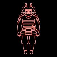Neon Samurai Japan Krieger rote Farbe Vektor Illustration Bild flachen Stil