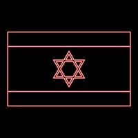 Neon-Flagge von Israel Symbol Farbe schwarz im Kreis rote Farbe Vektor-illustration Flat Style Image vektor