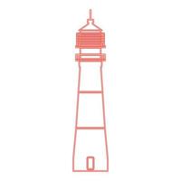Neon Leuchtturm rote Farbe Vektor Illustration flaches Bild