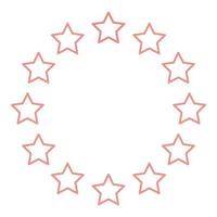 neon stjärnor i cirkel röd färg vektor illustration platt stil bild