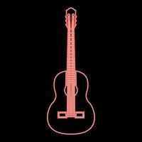 neon gitarr röd färg vektor illustration platt stil bild