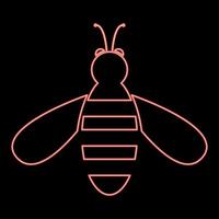 neon bee röd färg vektor illustration platt stil bild