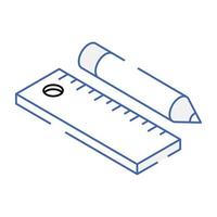 penna med linjal som visar pappersvaror isometrisk ikon vektor