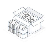 en ikon för förpacknings isometrisk design vektor