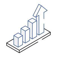Premium-Umriss isometrisches Symbol der Wachstumsanalyse vektor