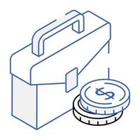 kreativt designad kontur isometrisk ikon av pengar resväska vektor
