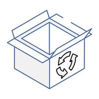 eine Ikone des isometrischen Designs der Recyclingbox vektor