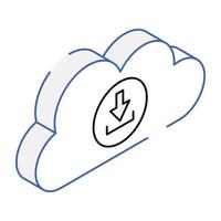 isometrisches Umrisssymbol des Cloud-Downloads vektor