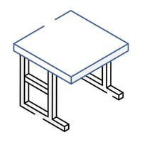 Laden Sie das isometrische Umrisssymbol des Studentenschreibtisches herunter vektor