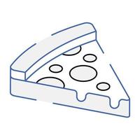 Pizzastück-Symbol im isometrischen Umrissstil vektor