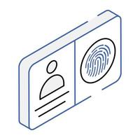 ein isometrisches ikonendesign für biometrische identität vektor