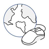Globus mit Maus, isometrische Ikone des digitalen Lernens vektor