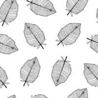 söta sömlösa vektormönster med löv. abstrakt tryck med löv på en vit bakgrund. snygg botanisk prydnad för textilier och förpackningar. svart doodle, stroke vektor
