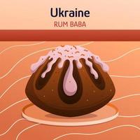 ukrainska etniska köket sammansättning med rom baba tårta. traditionell konfektefterrätt. konceptet platt handritad vektorillustration. maträtter konst. vektor