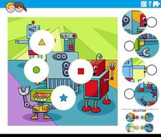 Match-Piece-Aufgabe mit Cartoon-Roboterfiguren vektor