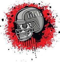 Totenkopf-Football-Helm, Grunge-Vintage-Design-T-Shirts vektor