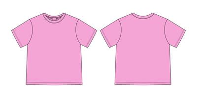 Bekleidung technische Skizze Unisex-Oversize-T-Shirt. T-Shirt-Design-Vorlage. pinke Farbe. vektor