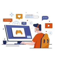 spel streamer illustration designkoncept vektor