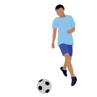 Porträt eines Inders mit einem Fußball, Vektor, isoliert auf weißem Hintergrund, gesichtslose Illustration, ein Typ spielt Fußball vektor