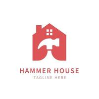 hammare hus logotyp platt design vektor