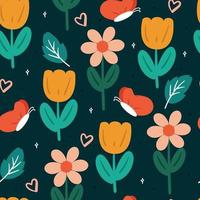 nahtlose musterblume und blätter. botanische Tapete für Stoffdruck, Textil vektor
