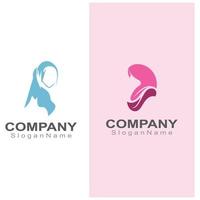 muslimsk hijab kvinna logotyp mall vektor illustration design