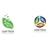 Blatt mit Technologie-Konzept-Logo-Design-Vektor-Template-Design vektor