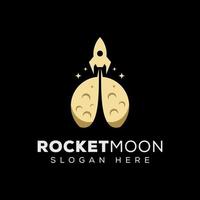 Modernes Raketenmond-Logo, Weltraumraketen-Logo-Vorlage vektor