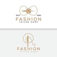 elegantes minimalistisches schneiderei-mode-logo-design, vektorvorlage