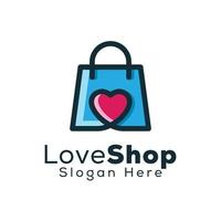 Liebesshop-Logo, glückliche Shop-Logo-Design-Vektorvorlage vektor