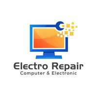 Technologie-Reparatur-Computer und elektronische Logo-Design-Vektorvorlage