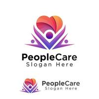 People Care Logo, Happy Family Logo, Mensch mit Liebe Konzept Logo Design vektor